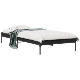 Estructura de cama madera ingeniería y metal negro 100x200 cm de vidaXL, Camas y somieres - Ref: Foro24-845026, Precio: 75,99...