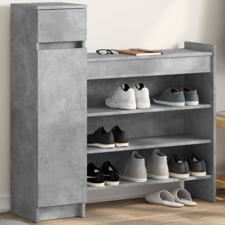 Zapatero madera de ingeniería gris hormigón 100,5x28x100 cm de vidaXL, Zapateros y organizadores de calzado - Ref: Foro24-840...