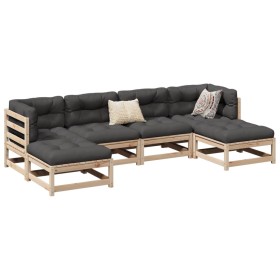 6-piece garden sofa set with solid pine wood cushions by vidaXL, Garden sets - Ref: Foro24-3299567, Price: 526,99 €, Discount: %