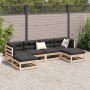 6-teilige Gartensofagarnitur mit Kissen aus massivem Kiefernholz von vidaXL, Gartensets - Ref: Foro24-3299567, Preis: 528,29 ...