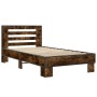 Estructura cama madera ingeniería metal roble ahumado 90x190 cm de vidaXL, Camas y somieres - Ref: Foro24-846086, Precio: 104...