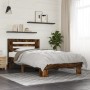 Engineered wood bed frame metal smoked oak 90x190 cm by vidaXL, Beds and slatted bases - Ref: Foro24-846086, Price: 101,68 €,...