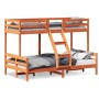 Solid wax brown pine wood bunk bed 90x200/120x200 cm by vidaXL, Beds and slatted bases - Ref: Foro24-3207172, Price: 338,99 €...