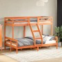 Solid wax brown pine wood bunk bed 90x200/120x200 cm by vidaXL, Beds and slatted bases - Ref: Foro24-3207172, Price: 338,99 €...