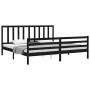 Double bed frame with black solid wood headboard by vidaXL, Beds and slatted bases - Ref: Foro24-3193875, Price: 160,22 €, Di...