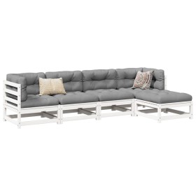 Gartensofa-Set 5-teilig aus massivem weißem Kiefernholz von vidaXL, Gartensets - Ref: Foro24-3299385, Preis: 306,99 €, Rabatt: %