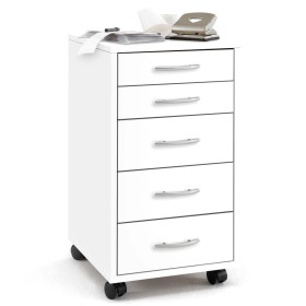 FMD Mobile chest of drawers with 5 white drawers by FMD, Filing cabinets - Ref: Foro24-428728, Price: 135,18 €, Discount: %