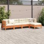 5-piece garden sofa set with wax-brown pine wood cushions by vidaXL, Garden sets - Ref: Foro24-3299393, Price: 455,40 €, Disc...