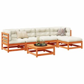 Gartensofa-Set 6-teilig, massives Kiefernholz, wachsbraun von vidaXL, Gartensets - Ref: Foro24-3299398, Preis: 361,99 €, Raba...