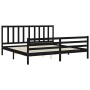 Double bed frame with black solid wood headboard by vidaXL, Beds and slatted bases - Ref: Foro24-3193875, Price: 160,22 €, Di...