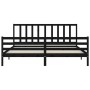 Double bed frame with black solid wood headboard by vidaXL, Beds and slatted bases - Ref: Foro24-3193875, Price: 160,22 €, Di...