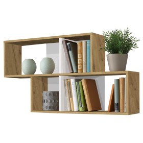 FMD Wall shelf with 4 compartments oak and glossy white by FMD, Shelves and shelves - Ref: Foro24-428766, Price: 101,80 €, Di...