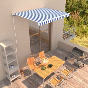 Toldo manual retráctil azul y blanco 300x250 cm de vidaXL, Toldos - Ref: Foro24-3051194, Precio: 246,92 €, Descuento: %