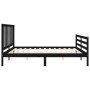 Double bed frame with black solid wood headboard by vidaXL, Beds and slatted bases - Ref: Foro24-3193875, Price: 160,22 €, Di...