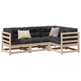 Gartensofa-Set 4-teilig aus massivem Kiefernholz von vidaXL, Gartensets - Ref: Foro24-3299408, Preis: 224,99 €, Rabatt: %