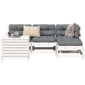 Gartensofa-Set 5-teilig aus massivem weißem Kiefernholz von vidaXL, Gartensets - Ref: Foro24-3250501, Preis: 349,99 €, Rabatt: %