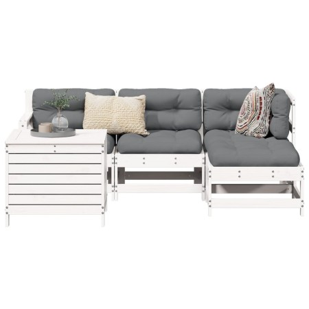 Gartensofa-Set 5-teilig aus massivem weißem Kiefernholz von vidaXL, Gartensets - Ref: Foro24-3250501, Preis: 350,68 €, Rabatt: %