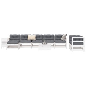 Gartensofa-Set 10-teilig aus massivem weißem Kiefernholz von vidaXL, Gartensets - Ref: Foro24-3250653, Preis: 656,99 €, Rabat...