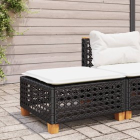 Gartenhocker und schwarzes synthetisches Rattankissen 63,5 x 56 x 32 cm von vidaXL, Hocker für den Außenbereich - Ref: Foro24...