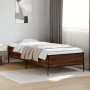 Engineered wood metal bed frame oak brown 90x190 cm by vidaXL, Beds and slatted bases - Ref: Foro24-844990, Price: 90,94 €, D...