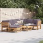 8-piece garden furniture set with solid acacia wood cushions by vidaXL, Modular outdoor sofas - Ref: Foro24-3214318, Price: 9...