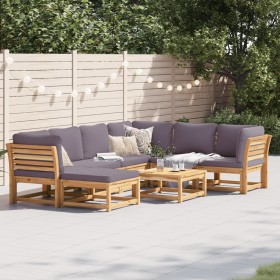 8-teiliges Gartenmöbel-Set mit Kissen aus massivem Akazienholz von vidaXL, Modulare Sofas für den Außenbereich - Ref: Foro24-...