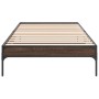 Engineered wood bed frame oak brown metal 100x200 cm by vidaXL, Beds and slatted bases - Ref: Foro24-845030, Price: 75,92 €, ...