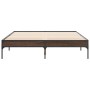 Estructura cama madera ingeniería metal marrón roble 135x190 cm de vidaXL, Camas y somieres - Ref: Foro24-845045, Precio: 102...