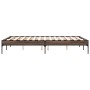 Estructura cama madera ingeniería metal marrón roble 135x190 cm de vidaXL, Camas y somieres - Ref: Foro24-845045, Precio: 102...