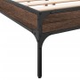 Estructura cama madera ingeniería metal marrón roble 135x190 cm de vidaXL, Camas y somieres - Ref: Foro24-845045, Precio: 102...