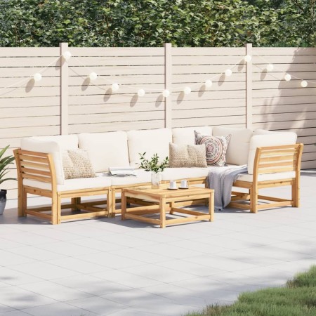 6-teiliges Gartenmöbel-Set mit Kissen aus massivem Akazienholz von vidaXL, Modulare Sofas für den Außenbereich - Ref: Foro24-...