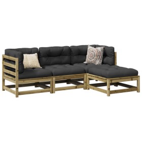 4-piece garden sofa set with impregnated pine wood cushions by vidaXL, Garden sets - Ref: Foro24-3295817, Price: 396,99 €, Di...