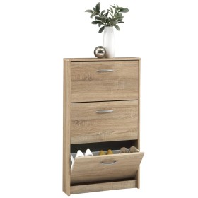 FMD Shoe cabinet with 3 tilting compartments in oak color by FMD, Shoe racks and shoe organizers - Ref: Foro24-428786, Price:...