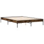 Estructura cama madera ingeniería metal roble ahumado 140x200cm de vidaXL, Camas y somieres - Ref: Foro24-845018, Precio: 104...