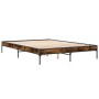 Estructura cama madera ingeniería metal roble ahumado 140x200cm de vidaXL, Camas y somieres - Ref: Foro24-845018, Precio: 104...