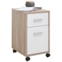 FMD Cajonera móvil color roble y blanco de FMD, Armarios archivadores - Ref: Foro24-428778, Precio: 90,69 €, Descuento: %