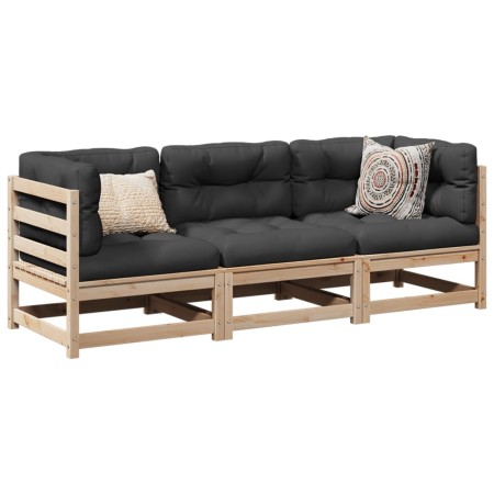 3-piece garden sofa set with solid pine wood cushions by vidaXL, Garden sets - Ref: Foro24-3299268, Price: 304,99 €, Discount: %