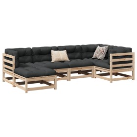 Gartensofa-Set 6-teilig aus massivem Kiefernholz von vidaXL, Gartensets - Ref: Foro24-3299519, Preis: 319,99 €, Rabatt: %