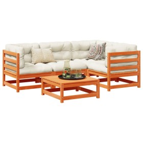 Gartensofa-Set 5-teilig, massives Kiefernholz, wachsbraun von vidaXL, Gartensets - Ref: Foro24-3299420, Preis: 313,99 €, Raba...