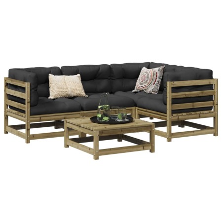 Gartensofa-Set 5-teilig aus imprägniertem Kiefernholz von vidaXL, Gartensets - Ref: Foro24-3299422, Preis: 281,69 €, Rabatt: %