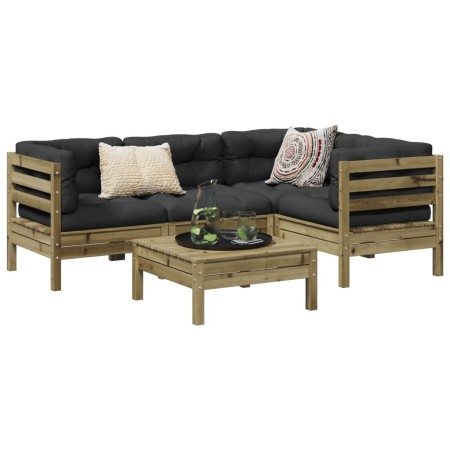 5-piece garden sofa set with impregnated pine wood cushions by vidaXL, Garden sets - Ref: Foro24-3299429, Price: 415,90 €, Di...