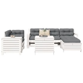 Gartensofa-Set 7-teilig aus massivem weißem Kiefernholz von vidaXL, Gartensets - Ref: Foro24-3250517, Preis: 576,07 €, Rabatt: %