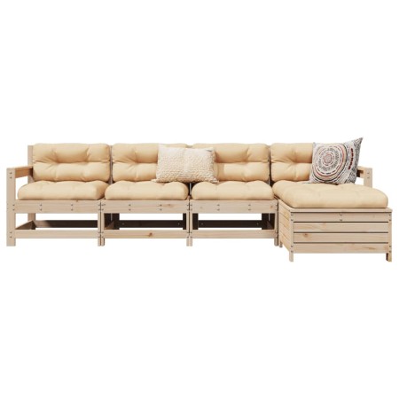 Gartensofa-Set 5-teilig aus massivem Kiefernholz von vidaXL, Gartensets - Ref: Foro24-3250852, Preis: 303,35 €, Rabatt: %