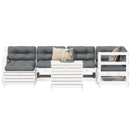 Gartensofa-Set 7-teilig aus massivem weißem Kiefernholz von vidaXL, Gartensets - Ref: Foro24-3250969, Preis: 570,78 €, Rabatt: %