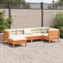 6-piece garden sofa set with wax-brown pine wood cushions by vidaXL, Garden sets - Ref: Foro24-3299527, Price: 559,01 €, Disc...