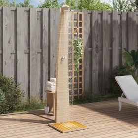 Outdoor shower PE rattan and beige acacia wood 55x60x224 cm by vidaXL, Pool and spa accessories - Ref: Foro24-368211, Price: ...