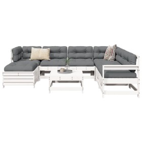 Gartensofa-Set 8-teilig aus massivem weißem Kiefernholz von vidaXL, Gartensets - Ref: Foro24-3250605, Preis: 513,16 €, Rabatt: %