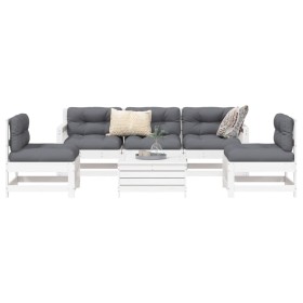 Gartensofa-Set 6-teilig aus massivem weißem Kiefernholz von vidaXL, Gartensets - Ref: Foro24-3250749, Preis: 402,69 €, Rabatt: %