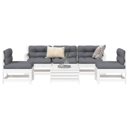 Gartensofa-Set 6-teilig aus massivem weißem Kiefernholz von vidaXL, Gartensets - Ref: Foro24-3250749, Preis: 402,89 €, Rabatt: %