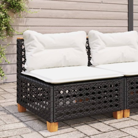 Garden sofa without armrests with black PE rattan cushions by vidaXL, Outdoor sofas - Ref: Foro24-365926, Price: 104,06 €, Di...